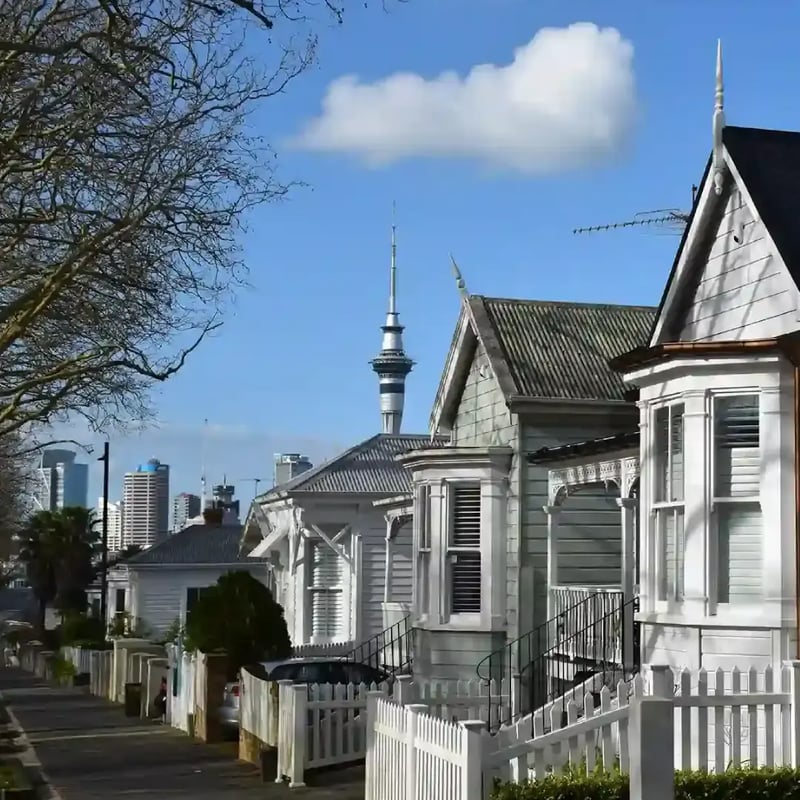 Auckland suburb with Sky tower in background
